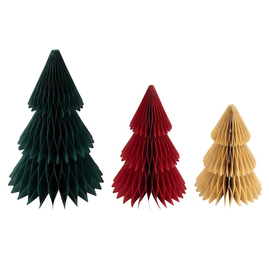 Accordion Honeycomb Foldable Paper Christmas Tree Set By Northlight in Green/Burgundy/Yellow | Michaels®